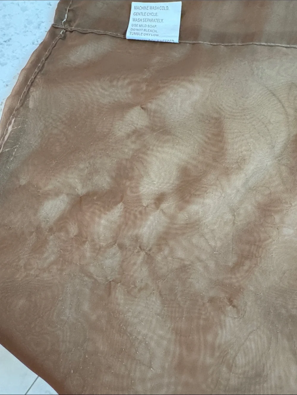 Embroidered Scallop Hem Brown Sheer Overlay Valence pair